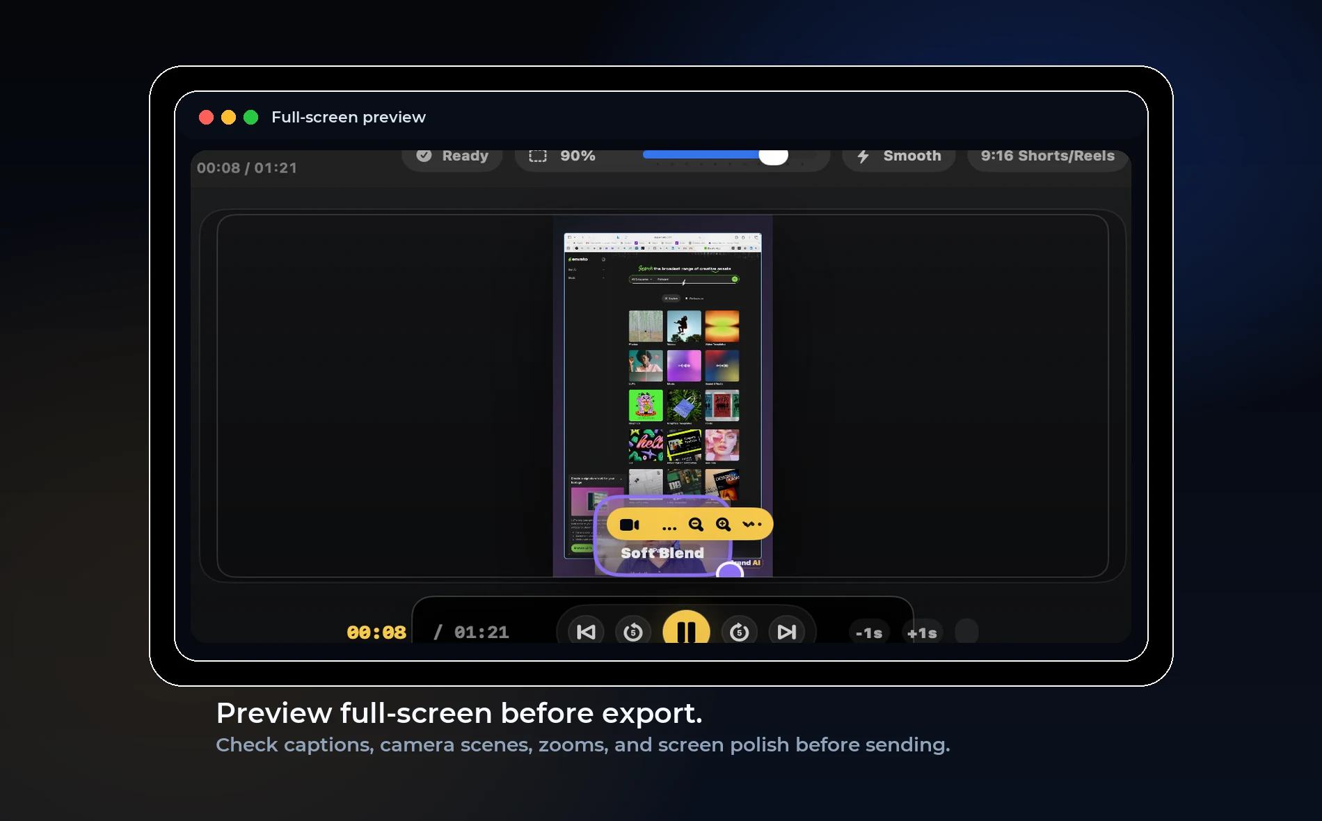 OurScreen product visual for record vertical tutorial video Mac